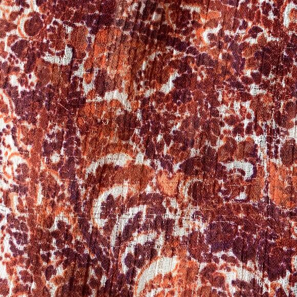 Joe Fresh Pink Paisley Blouse Long Sleeves Round Shirring Neckline Size XL - Picture 12 of 13